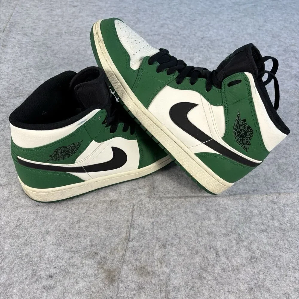 852542-301 - Mens 10 / Womens 11.5 Nike Air Jordan 1 Mid SE Pine Green Sneakers